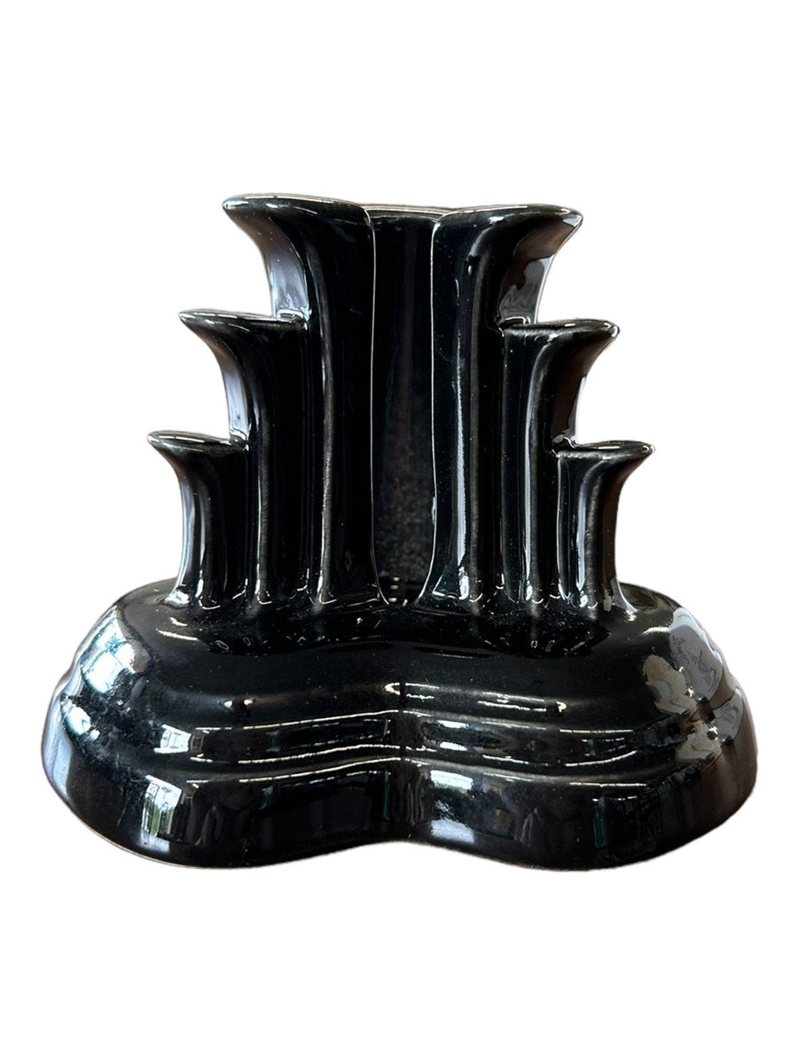 Fiesta - Black Tripod Pyramid Candleholder With Box Homer Laughlin Ceramic Decor