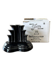 Fiesta - Black Tripod Pyramid Candleholder With Box Homer Laughlin Ceramic Decor