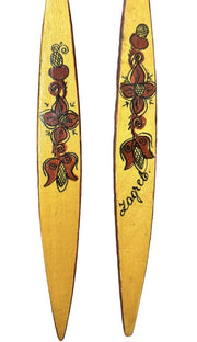 Wooden Spoon Fork Set of 2 Hand Painted Floral Red Serving Dining Vintage