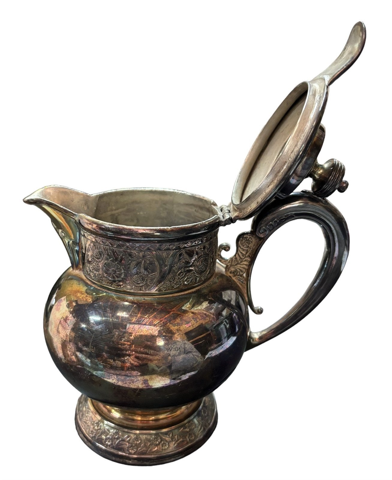 Silverplate Pitcher Wilcox Antique 152 Quadruple Plated Floral Engraved
