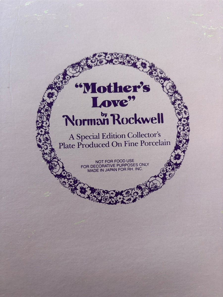 Norman Rockwell "Mother's Love" Special Edition Collectors Porcelain Plate