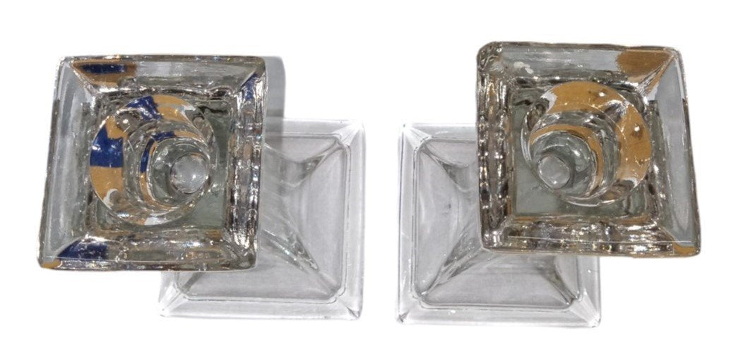 Square Column Candleholders Set Of 2 Vintage Collectible Decorative Home Accents