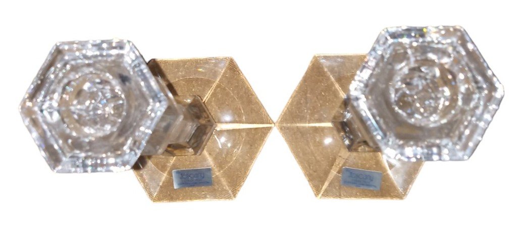 Toscany Collection Crystal Glass Candleholders Vintage Collectible Home Accents