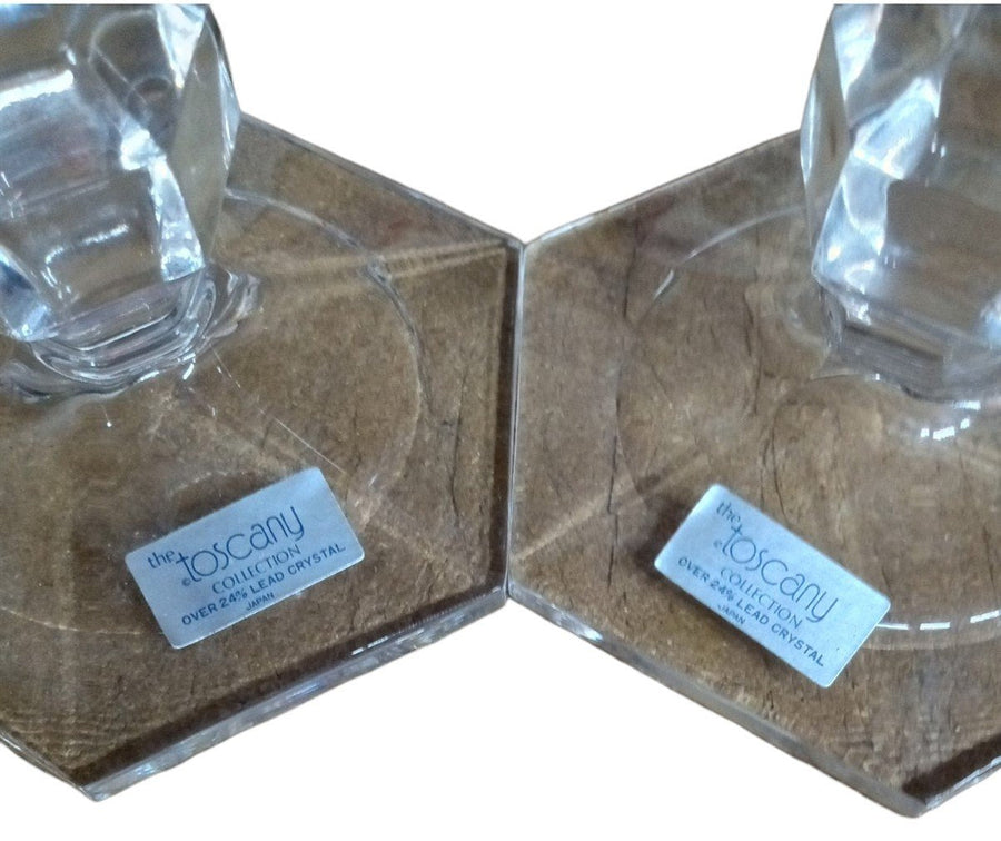 Toscany Collection Crystal Glass Candleholders Vintage Collectible Home Accents
