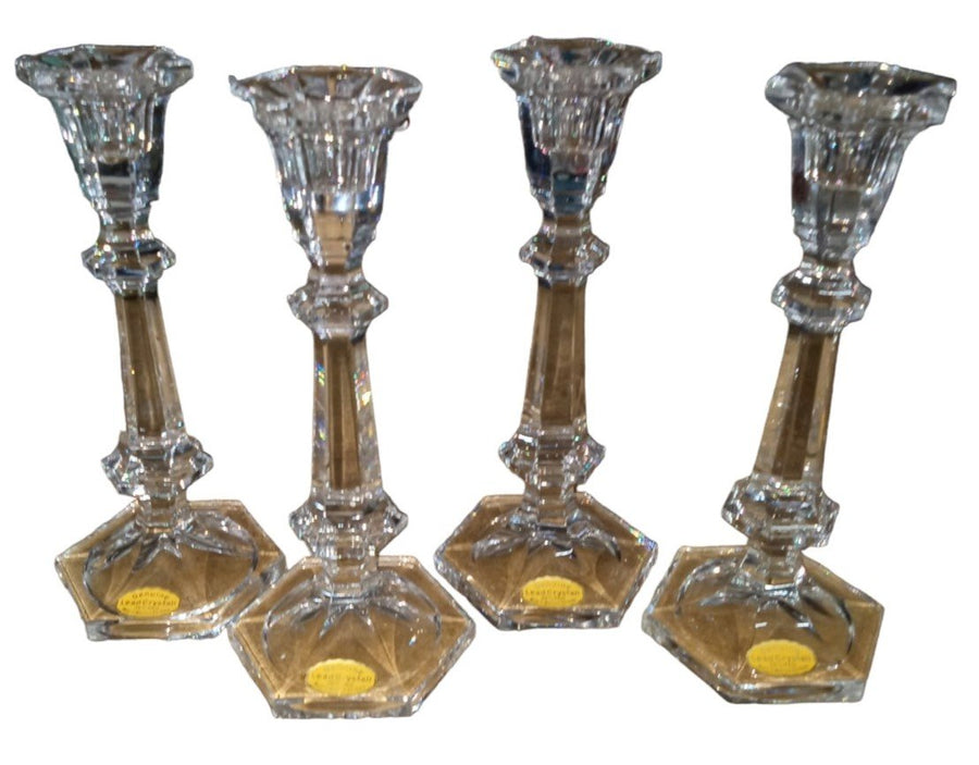 West Germany Crystal Glass Candleholders Set Of 4 Vintage Collectible