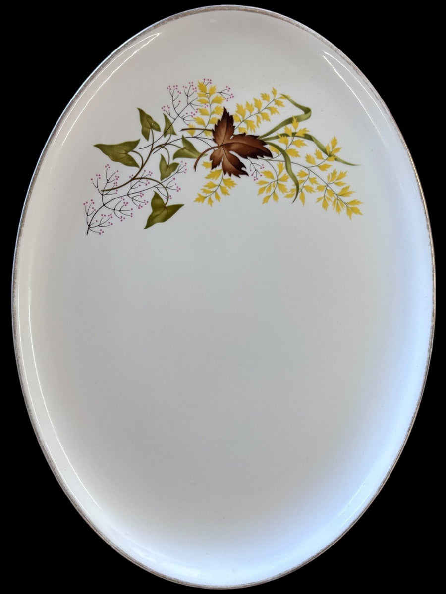 Taylor Smith Decorative Serving Platter Leaf O Gold Pattern With Gold Rim