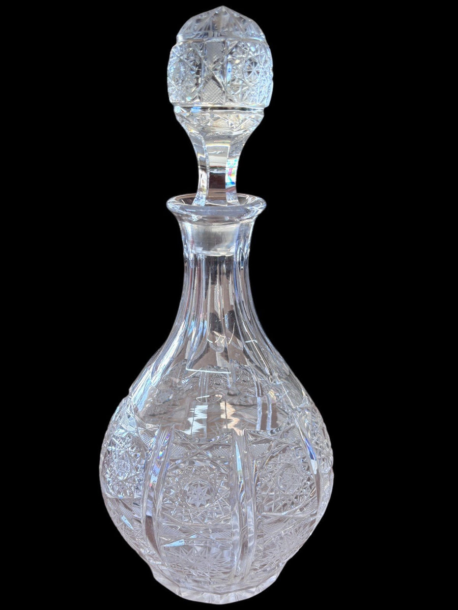 Cut Crystal Glass Decanter With Stopper Star Design