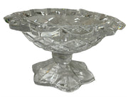 Polonia Crystal Pedestal Candy Dish Geometric Glass Scalloped Edge