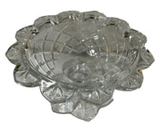 Polonia Crystal Pedestal Candy Dish Geometric Glass Scalloped Edge