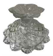 Polonia Crystal Pedestal Candy Dish Geometric Glass Scalloped Edge