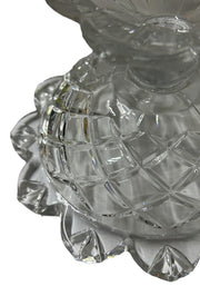Polonia Crystal Pedestal Candy Dish Geometric Glass Scalloped Edge