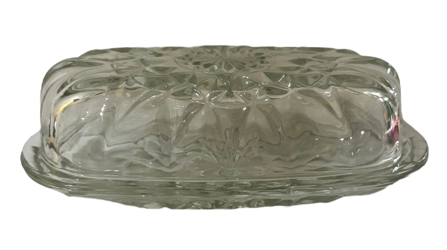 Butter Dish Cut Glass Crystal Geometric Detailed Covered Plate