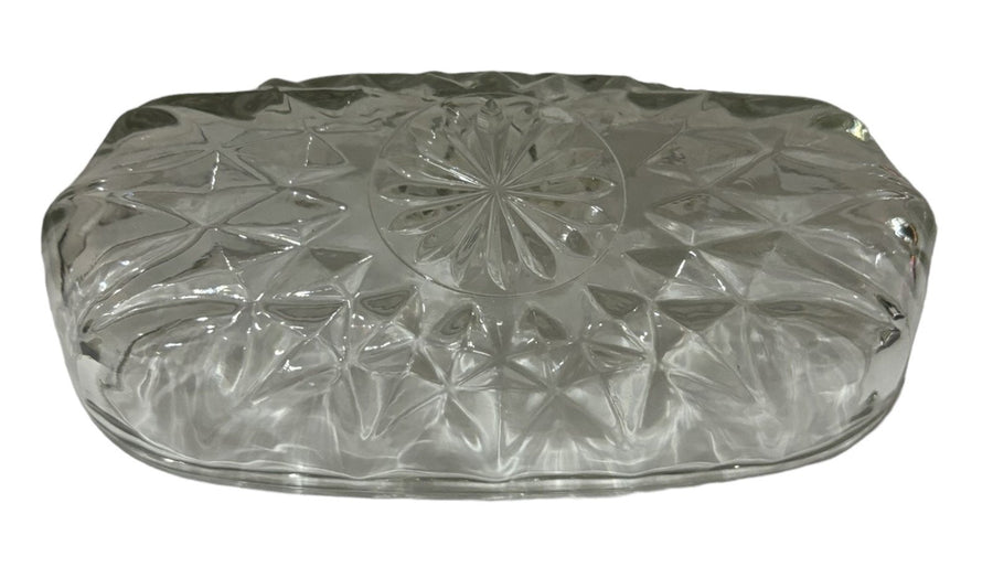 Butter Dish Cut Glass Crystal Geometric Detailed Covered Plate