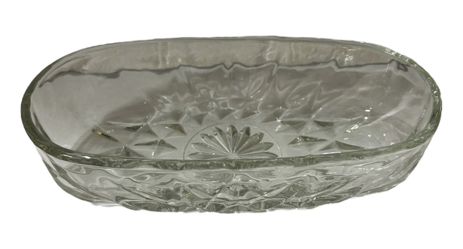 Butter Dish Cut Glass Crystal Geometric Detailed Covered Plate