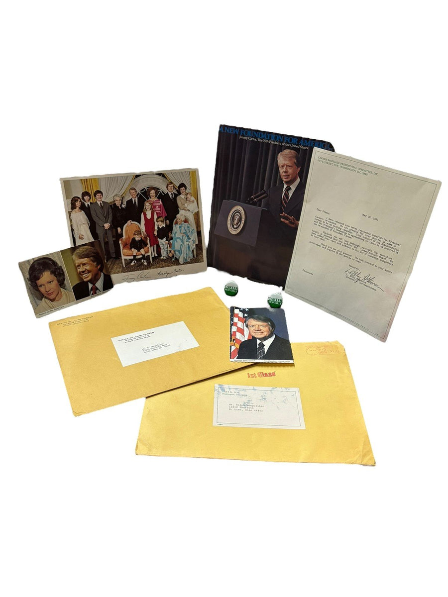 Jimmy Carter Lot Vintage US President Memorabilia Photos Campaign Pin 9 Pc