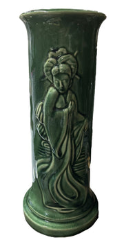 Geisha Vase Ceramic Green Glazed Art Pottery Home Decor
