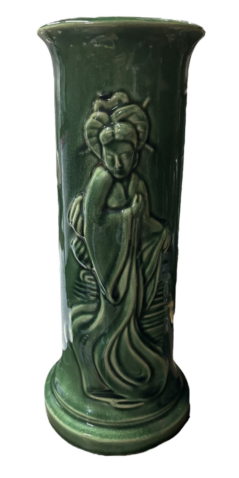 Geisha Vase Ceramic Green Glazed Art Pottery Home Decor