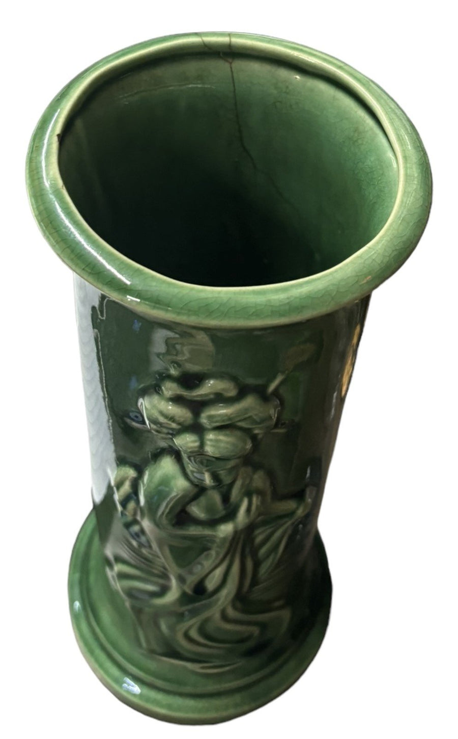 Geisha Vase Ceramic Green Glazed Art Pottery Home Decor