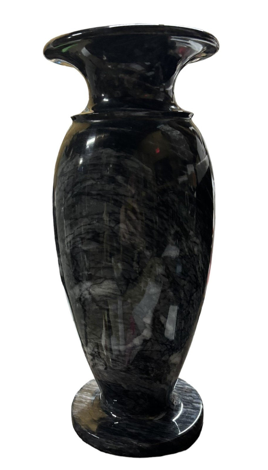 Vase Marbled Soapstone Geisha Etched Black and White Chinoiserie Home Decor