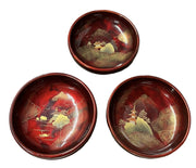 Bowl Set Red Lacquer 9pc Made In Japan Gold Design Serving Salad Ornate