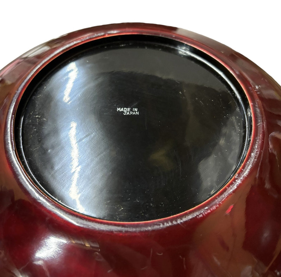 Bowl Set Red Lacquer 9pc Made In Japan Gold Design Serving Salad Ornate