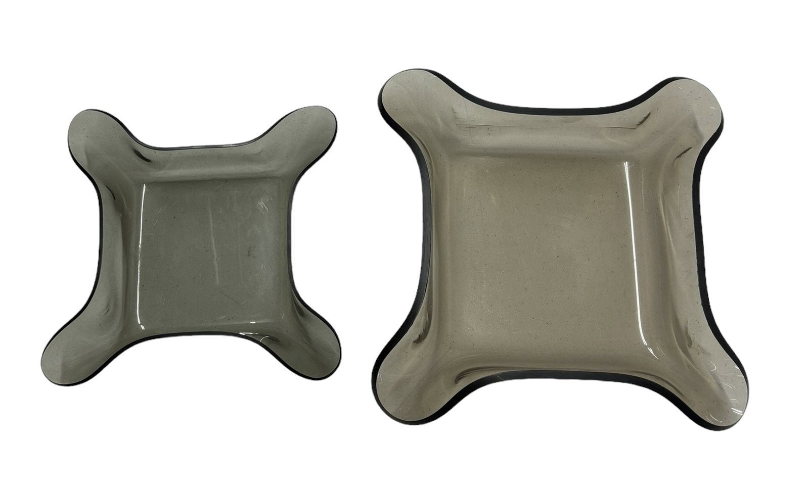 Serving Bowls Pair Mid Century Plastic Ruffled Edge Square Salad Centerpiece