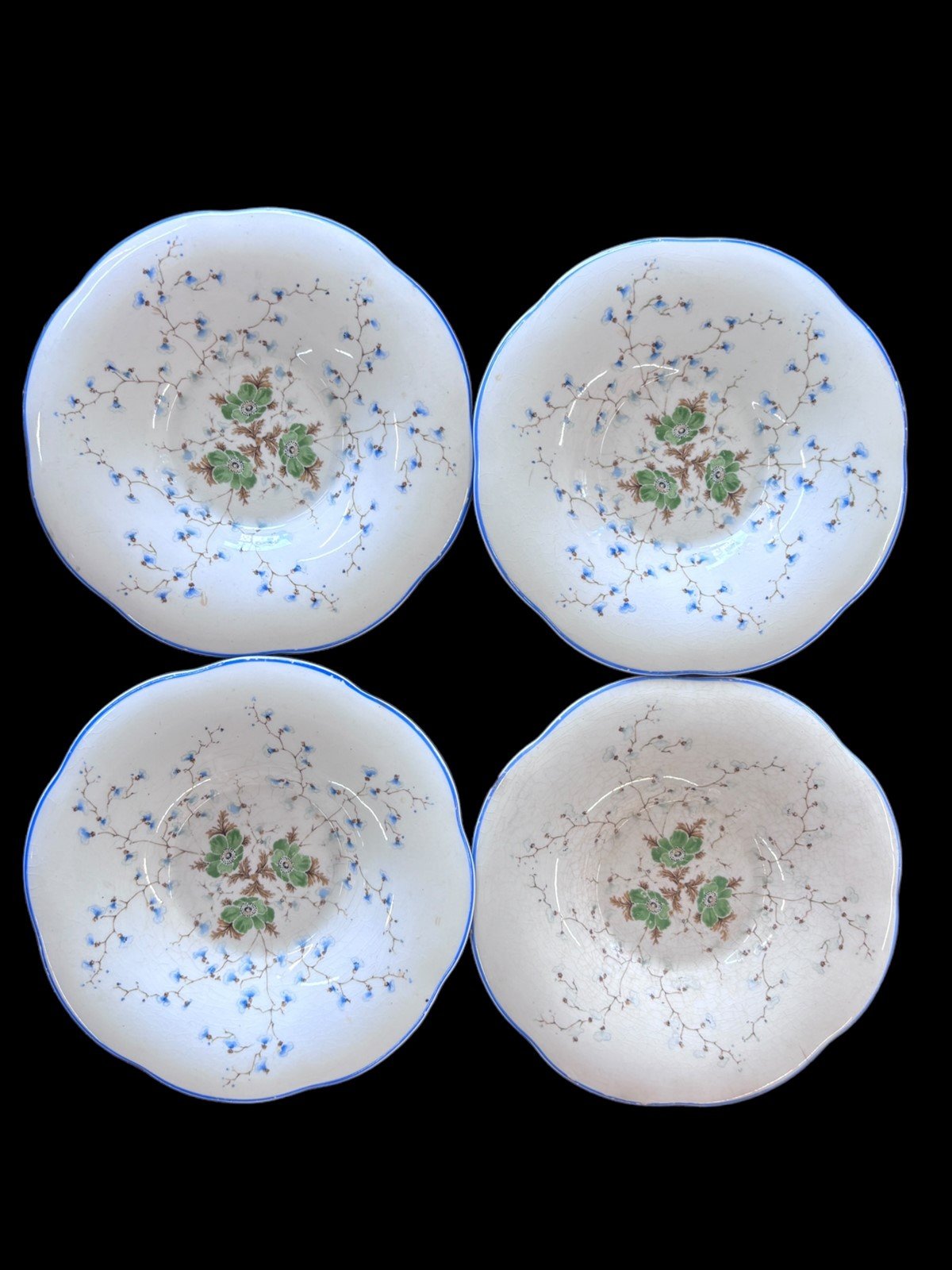 Cavitt Shaw 012D Decorative Set of 4 Saucers Flower Vine Pattern Vintage