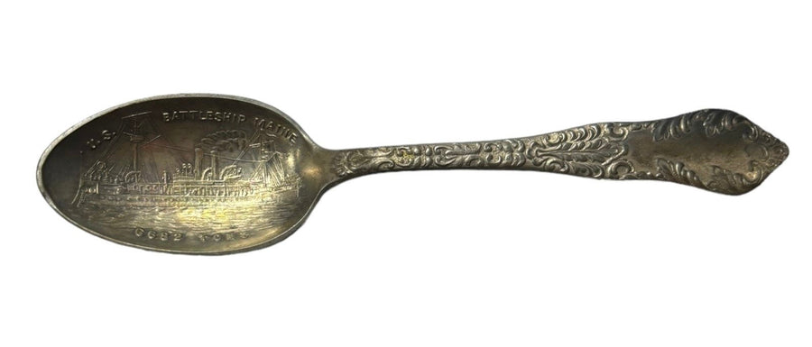 Silverplate Maine Battleship Souvenir Spoon Sheffield Plate Co. 6682 Tons USA