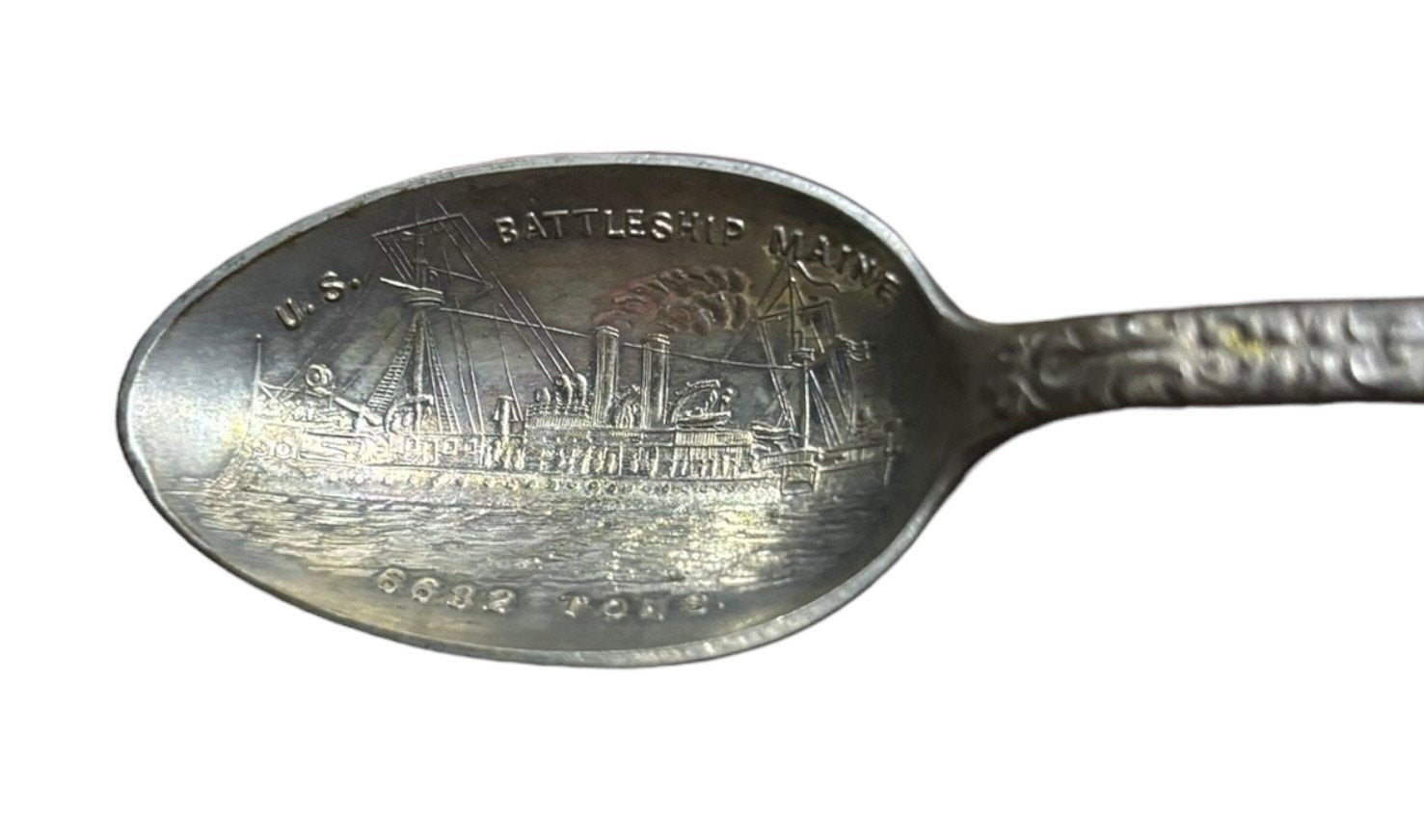 Silverplate Maine Battleship Souvenir Spoon Sheffield Plate Co. 6682 Tons USA