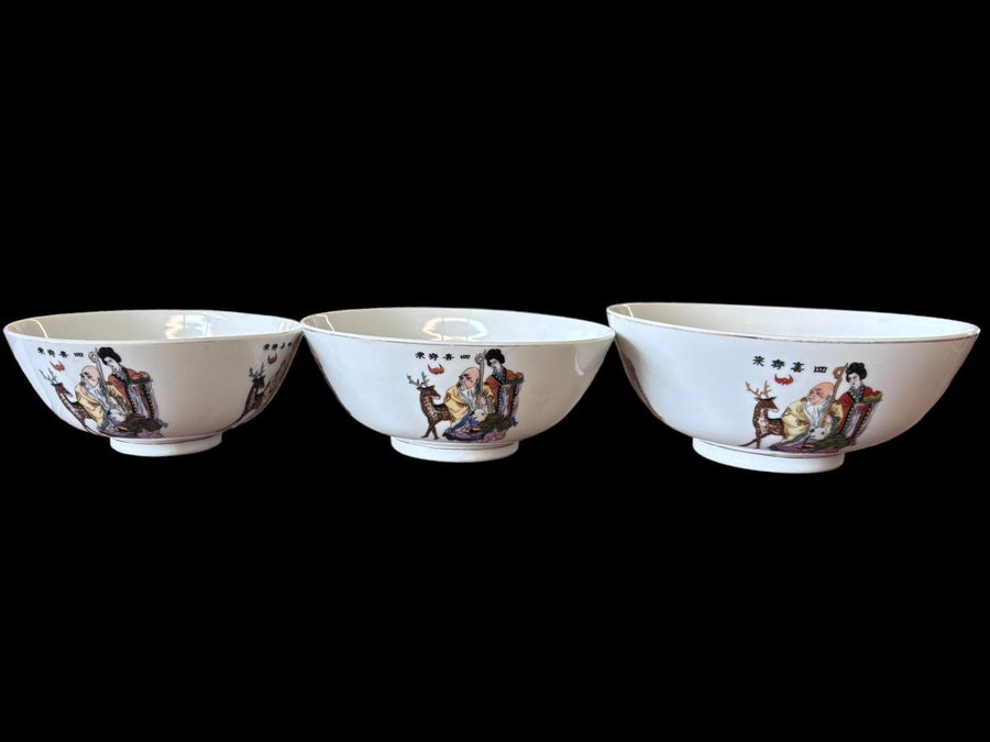 Chinese Decorative Traditional Bowls Set of 3 Small Medium and Large