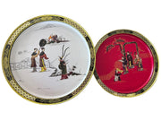 T'ang Dynasty Traditional Art Tin Serving Trays With Connecting Piece