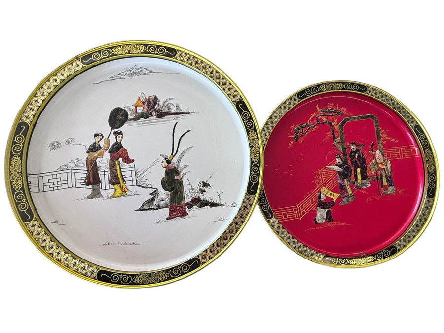 T'ang Dynasty Traditional Art Tin Serving Trays With Connecting Piece