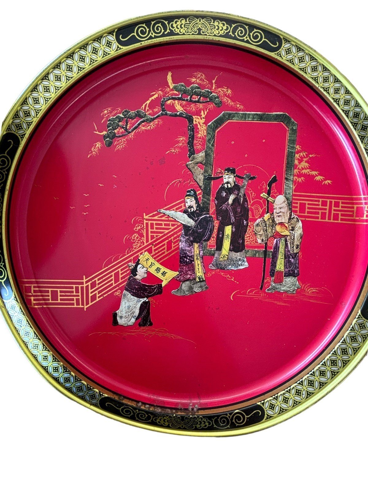 T'ang Dynasty Traditional Art Tin Serving Trays With Connecting Piece