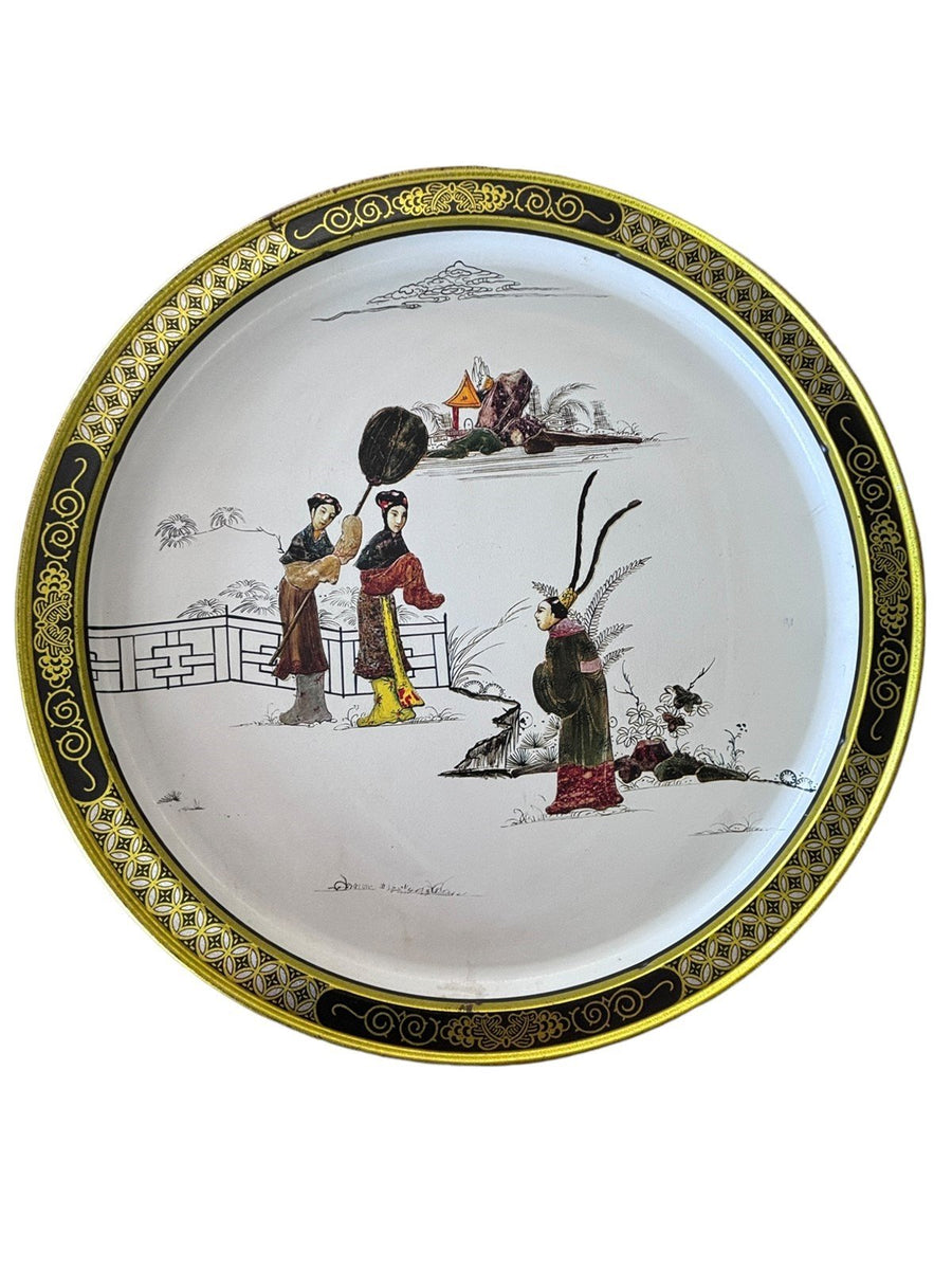 T'ang Dynasty Traditional Art Tin Serving Trays With Connecting Piece