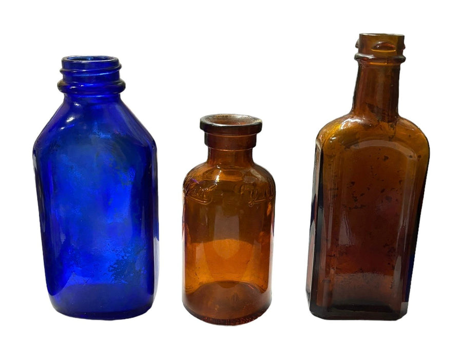 Medicine Bottle Lot Antique Glass Phillips Piso Lysol