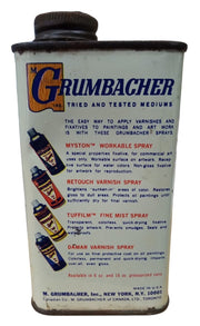 Grumbacher Turpentine Gum Spirits Empty Can Vintage Collectible Art Supplies