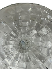 Cake Plate Glass Pedestal Serving Dish Scalloped Edge Geometric Pattern