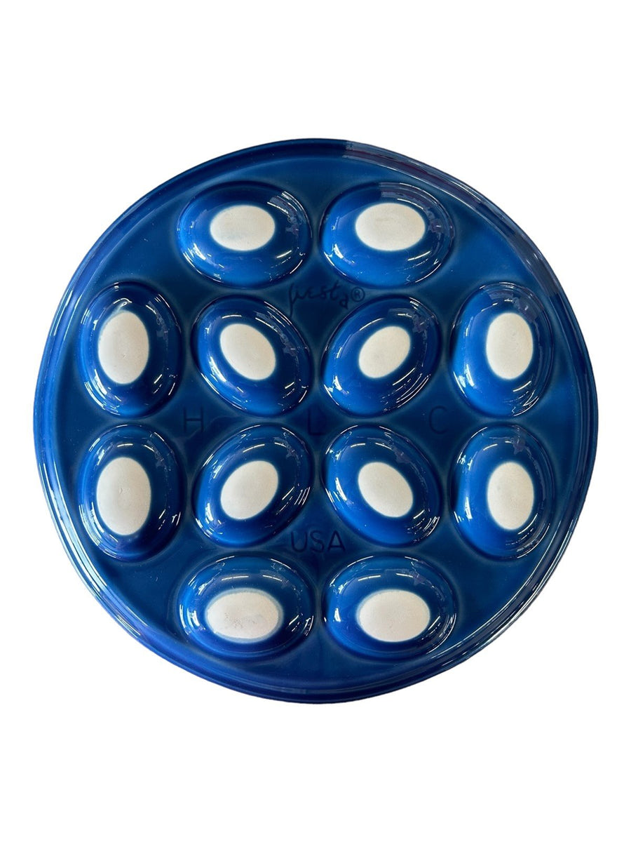 Fiesta - Lapis Blue Small Egg Plate Tray Serving Dish Homer Laughlin Ceramic HLC