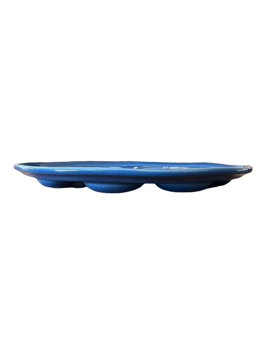 Fiesta - Lapis Blue Small Egg Plate Tray Serving Dish Homer Laughlin Ceramic HLC