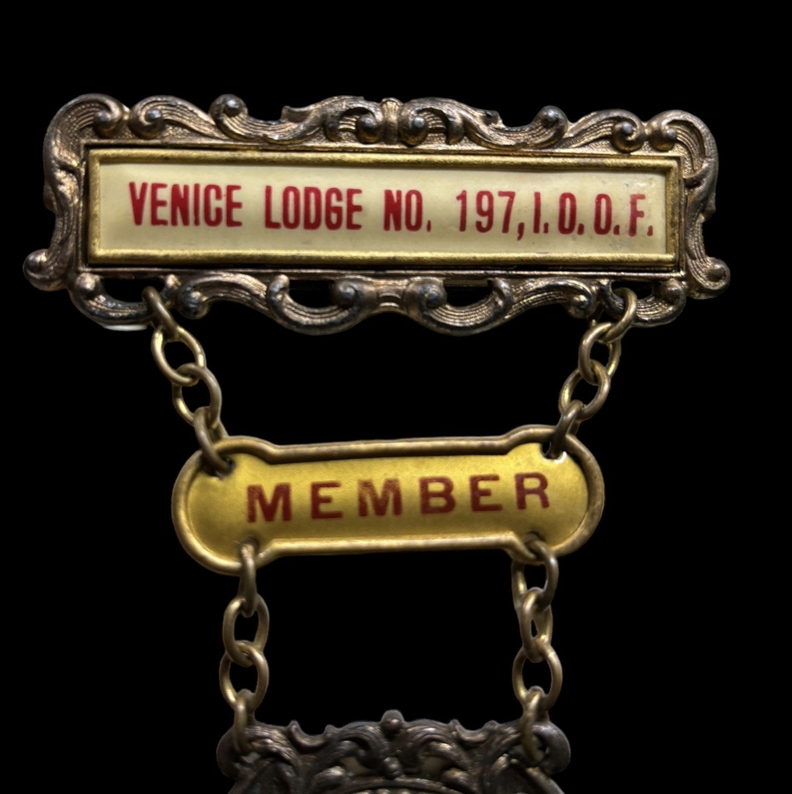 Order of the Odd Fellows Badge Venice Lodge United Workers Member
