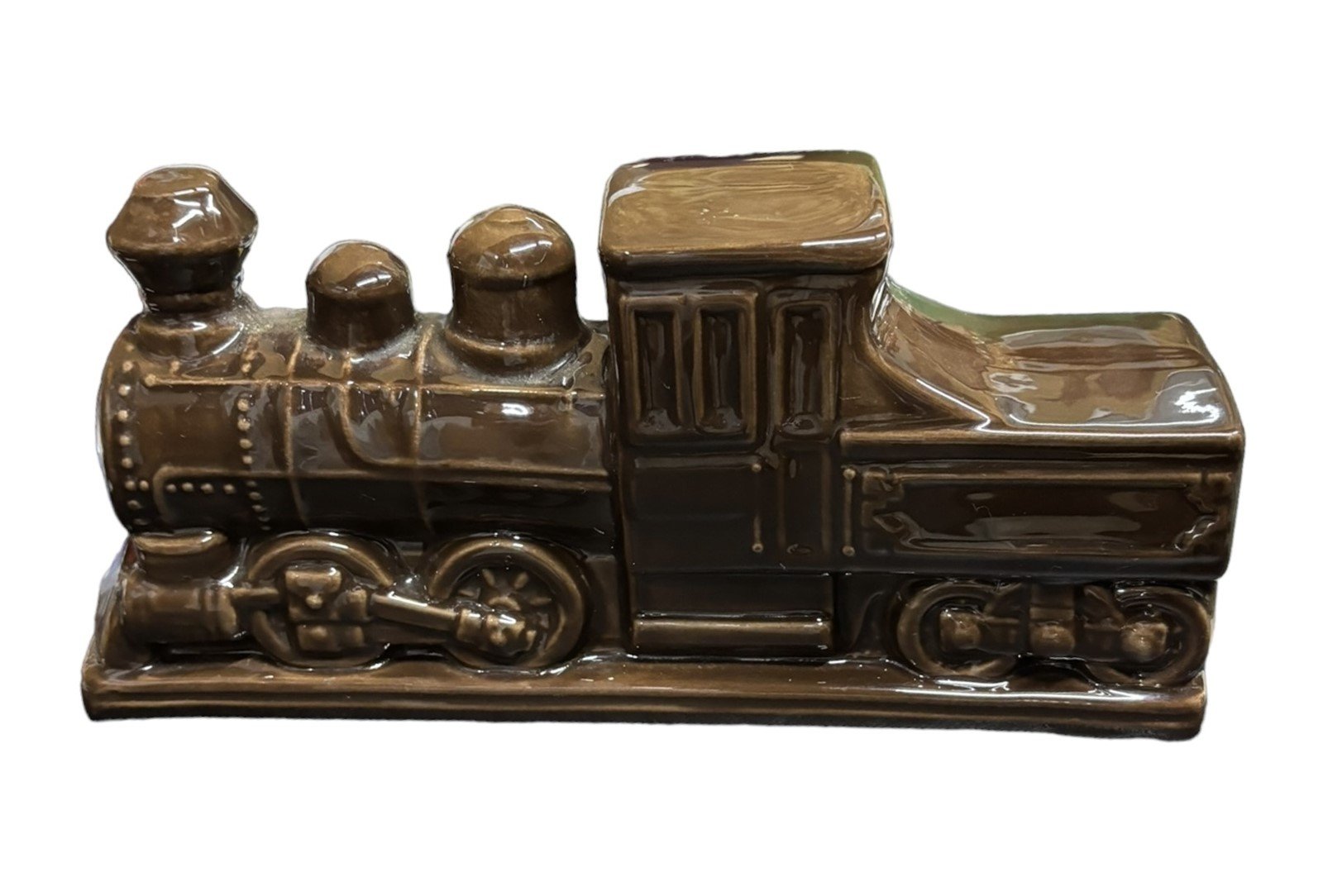 Train Brown Ceramic Pottery Vintage 1970s Phyllis Home Decor Locomotive Figure