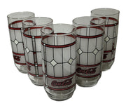 Coca-Cola Libbey Glasses Set of 5 Vintage Frosted Print Tumblers