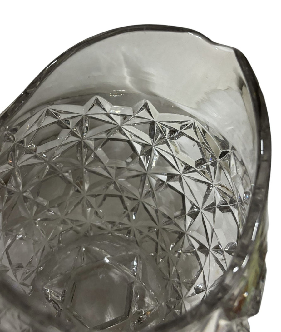 Crystal Pitcher Geometric Pattern Drink Barware Large Round Serving