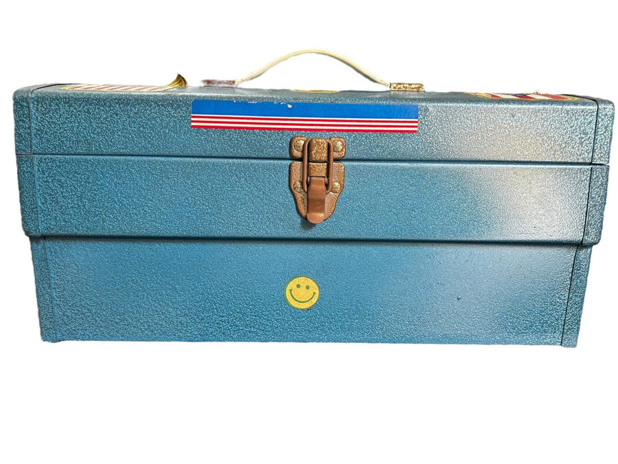 Erector Set Blue Case With Stickers Includes Parts Vintage