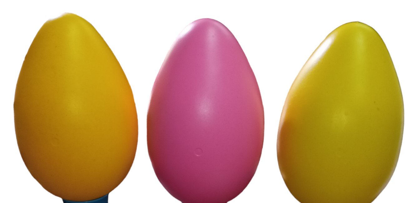 Egg Blow Mold Pink Yellow Vintage General Foam Plastics Set of 3 14" High