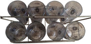 Navy Starburst and Gold Tumblers w/ Carrying Rack Antique Set of 8 Vintage