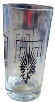 Navy Starburst and Gold Tumblers w/ Carrying Rack Antique Set of 8 Vintage
