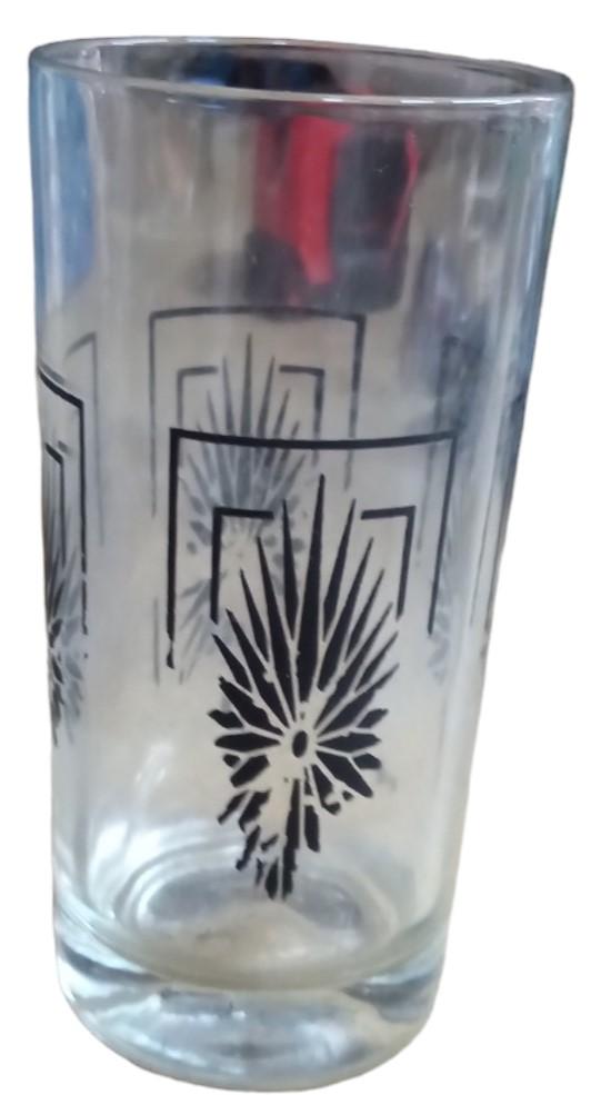 Navy Starburst and Gold Tumblers w/ Carrying Rack Antique Set of 8 Vintage