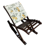 Foot Rest Stool Rocking Wooden Vintage Floral Padded Ottoman