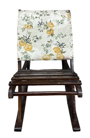 Foot Rest Stool Rocking Wooden Vintage Floral Padded Ottoman